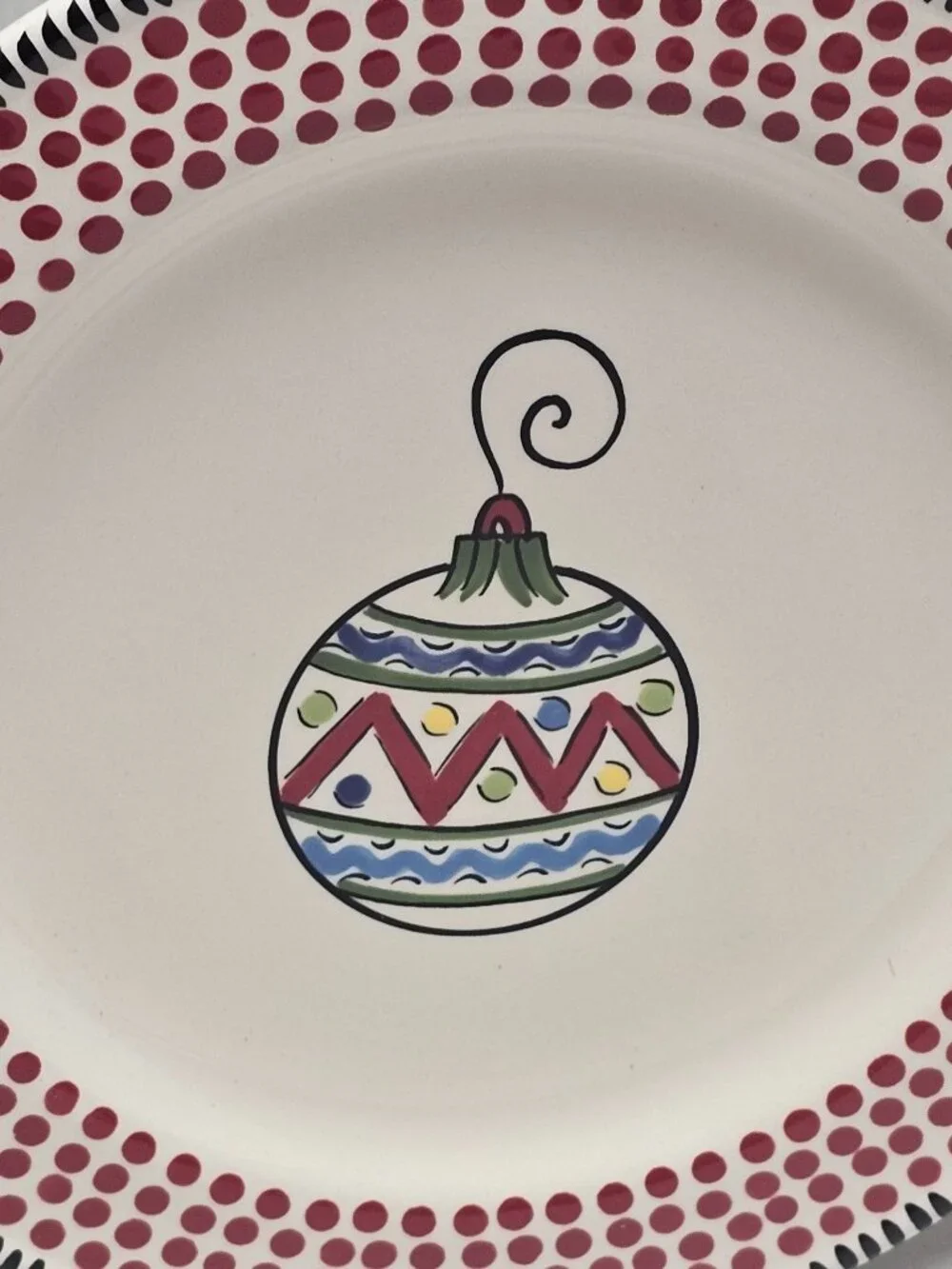 1 Caffco Simply Christmas Ornament Holiday Polka Dots Plate 9” M Bagwell Rare #2